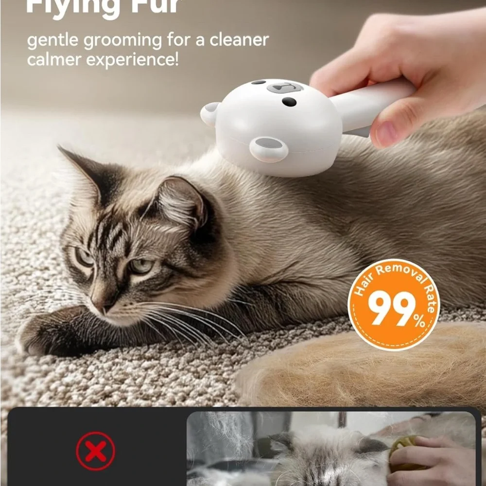 Cat Steam Brush, Brushes for Indoor Cats with Release Button